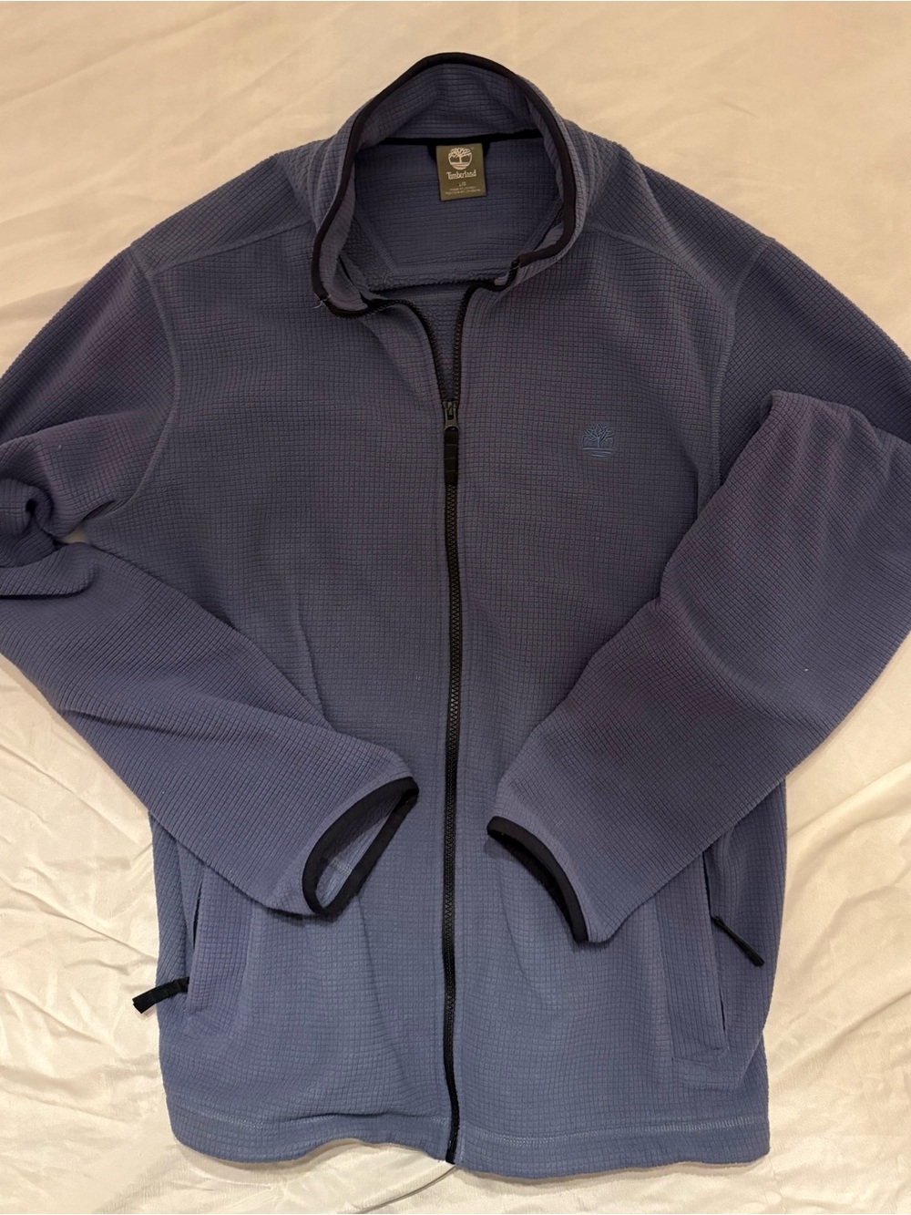 Timberland Men’s Navy Blue Full-Zip Waffle Knit Sweater Jacket